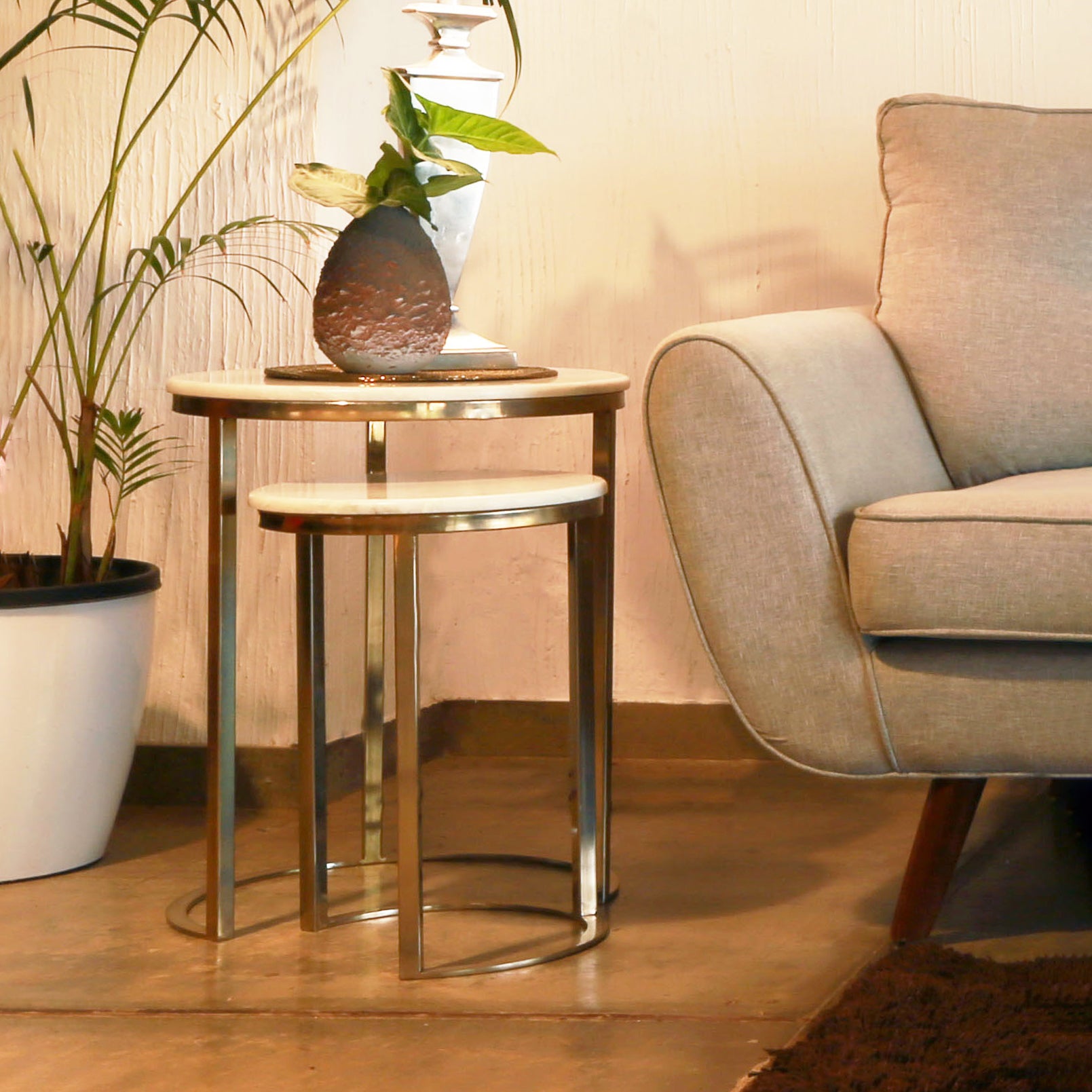 Marble nesting sidetable