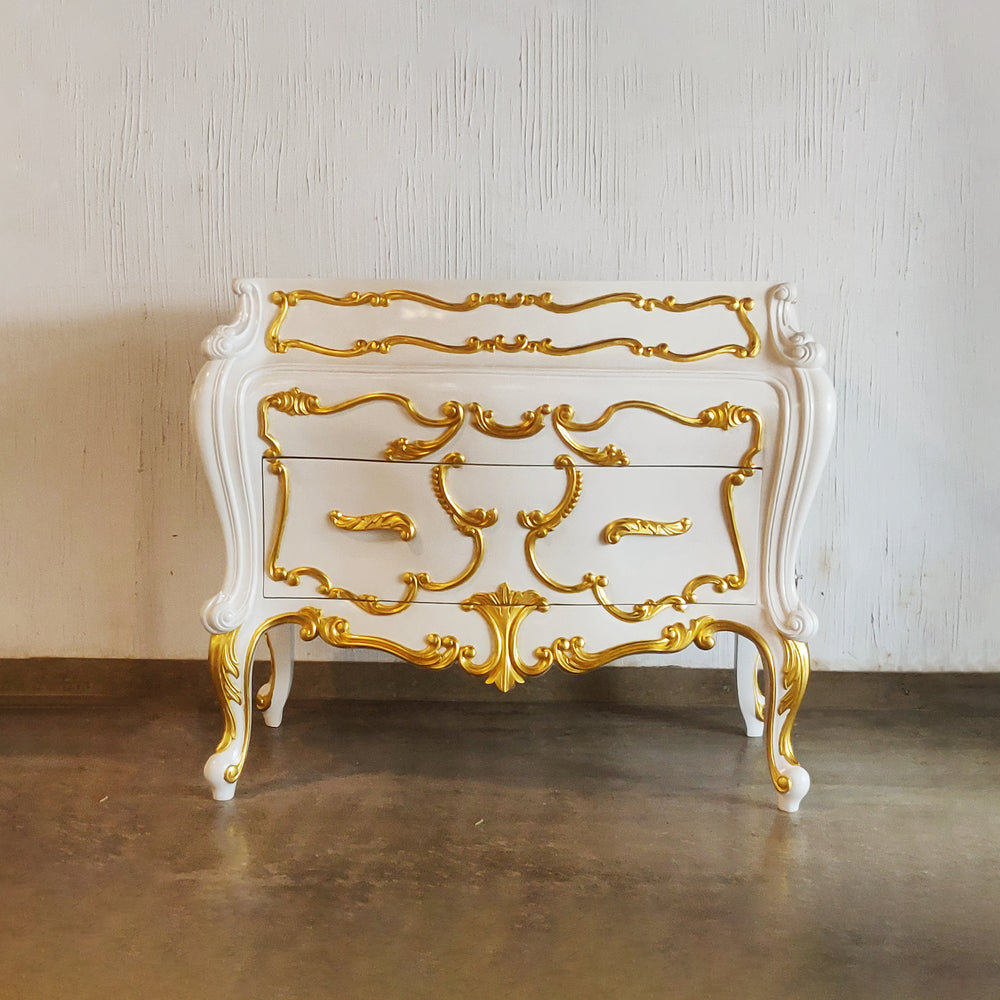 Buy regal white and gold chest of drawers- Rococo Cabinet| East Lifestyle